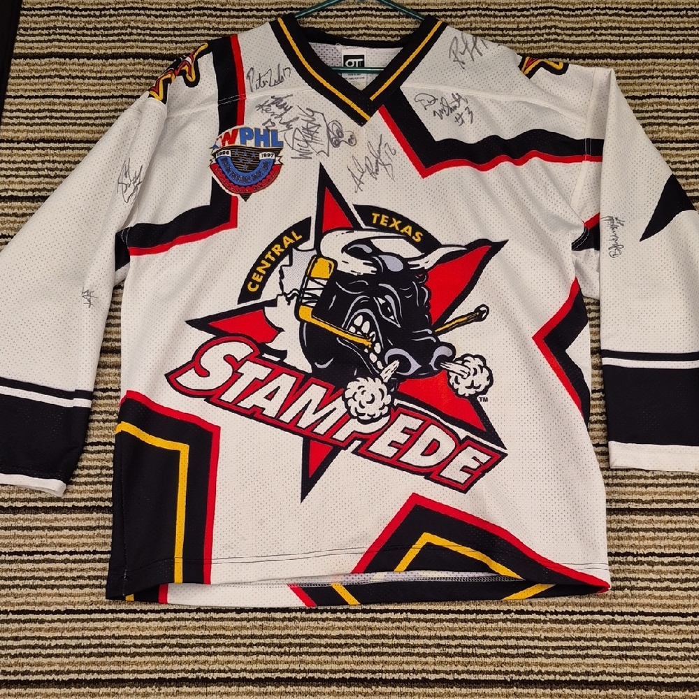 WPHL Central‎ Texas Stampede OT Inaugural Season Signed M Hockey Jersey VTG 90s